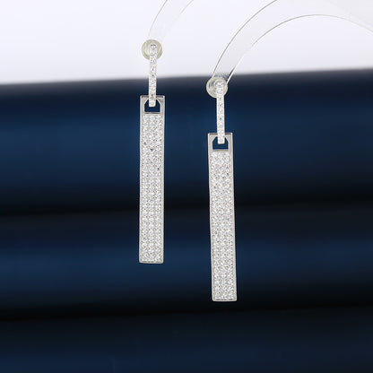 S925鋯石方形微鑲耳環－商品主圖｜https://igowo.tw/