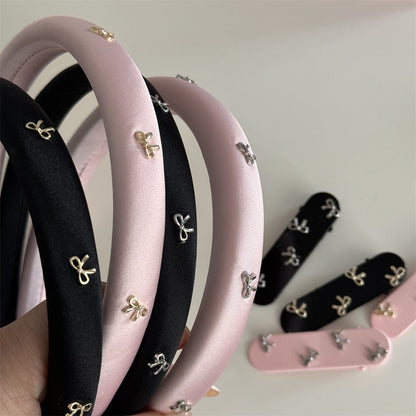 蝴蝶結復古髮箍－金蝴蝶結-黑髮箍款實拍｜https://igowo.tw/