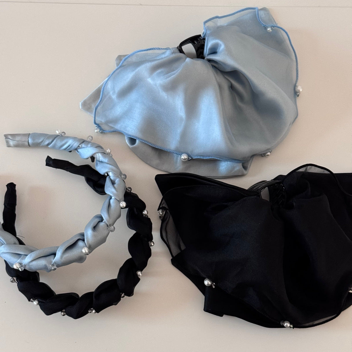 水晶珍珠纏繞髮箍－第二視角實拍｜https://igowo.tw/