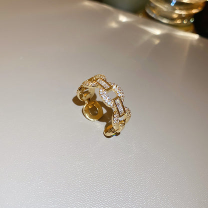 鋯石方形可調式戒指