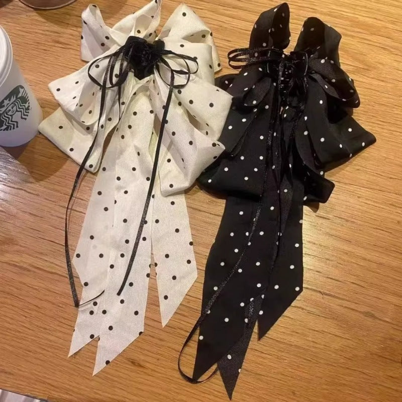 緞帶波點蝴蝶結鯊魚夾－商品主圖｜https://igowo.tw/
