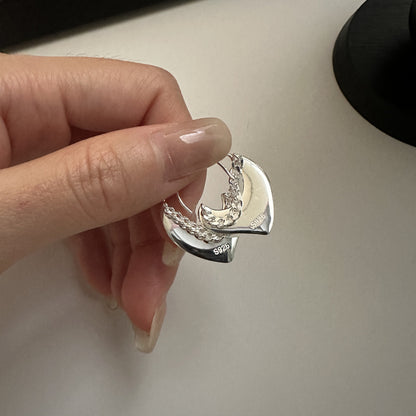 S925純銀流蘇耳環小眾設計法式復古優雅光面質感幾何鏈條耳圈耳飾