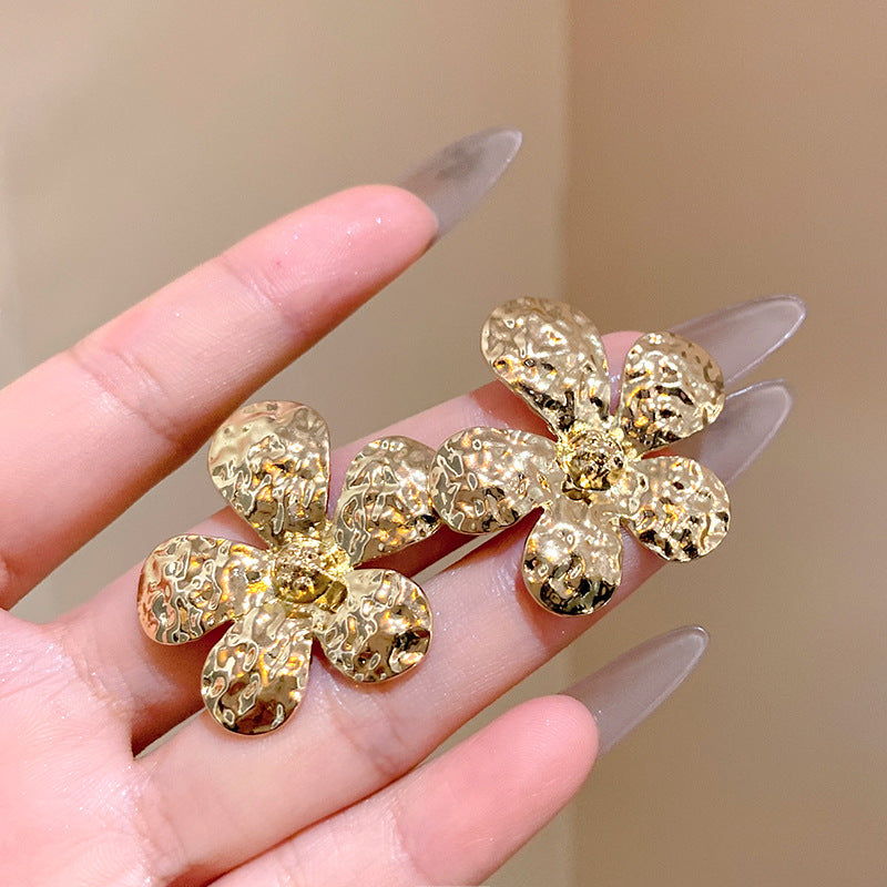 金色花朵氣質耳環
