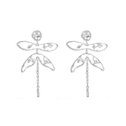 金屬蜻蜓長版電鍍耳墜