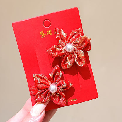絨面蝴蝶結復古髮夾－細節特寫78｜https://igowo.tw/