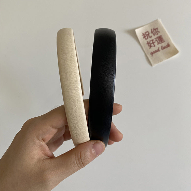 皮革復古髮箍－奶白款細節｜https://igowo.tw/