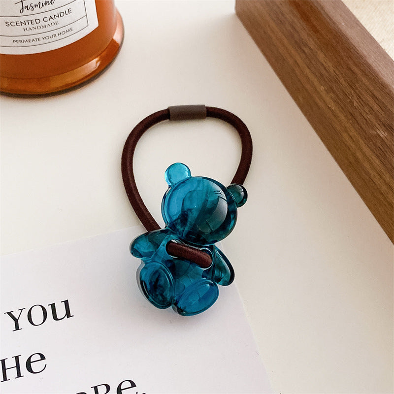 小熊花朵簡約髮圈－粉色蝴蝶結款細節｜https://igowo.tw/