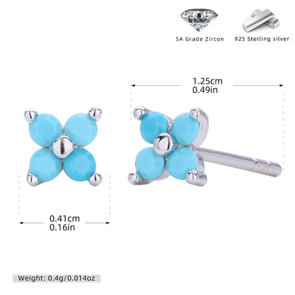 S925 耳釘四瓣小花多色迷你耳飾百搭小眾高級感飾品