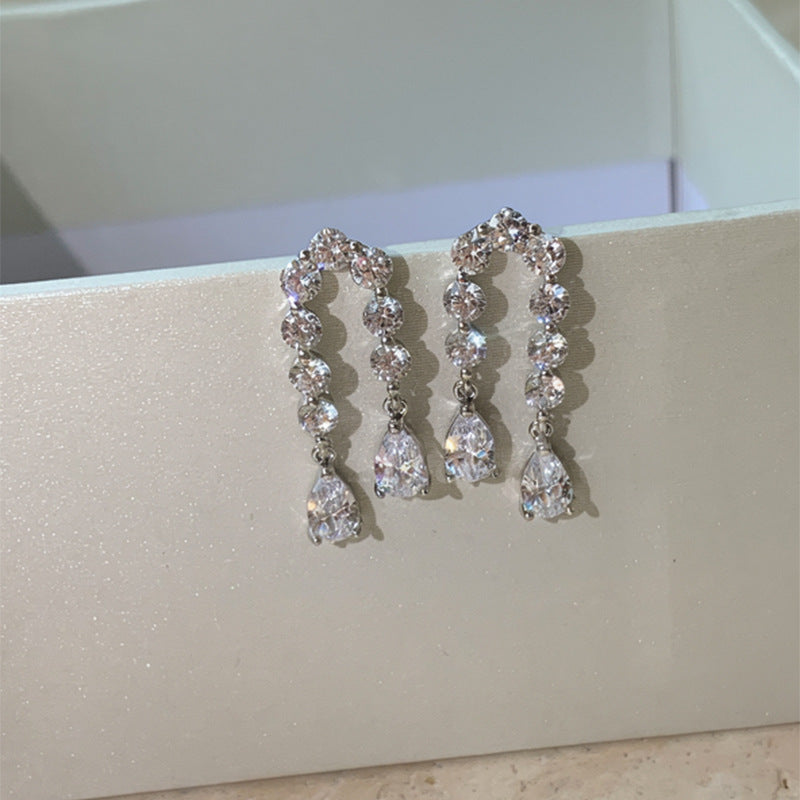 蚊香盤耳夾~18k真金電鍍鋯石水滴流蘇簡約輕奢高級感無耳洞耳飾女