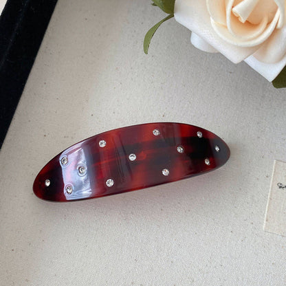 醋酸板材鋯石橢圓髮夾