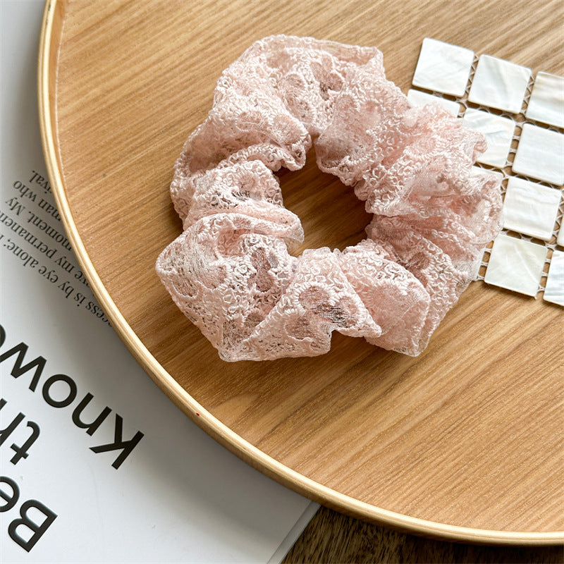 蕾絲大腸圈刺繡髮圈