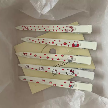 紅色金屬愛心貓咪髮夾－草莓貓咪髮夾款實拍｜https://igowo.tw/