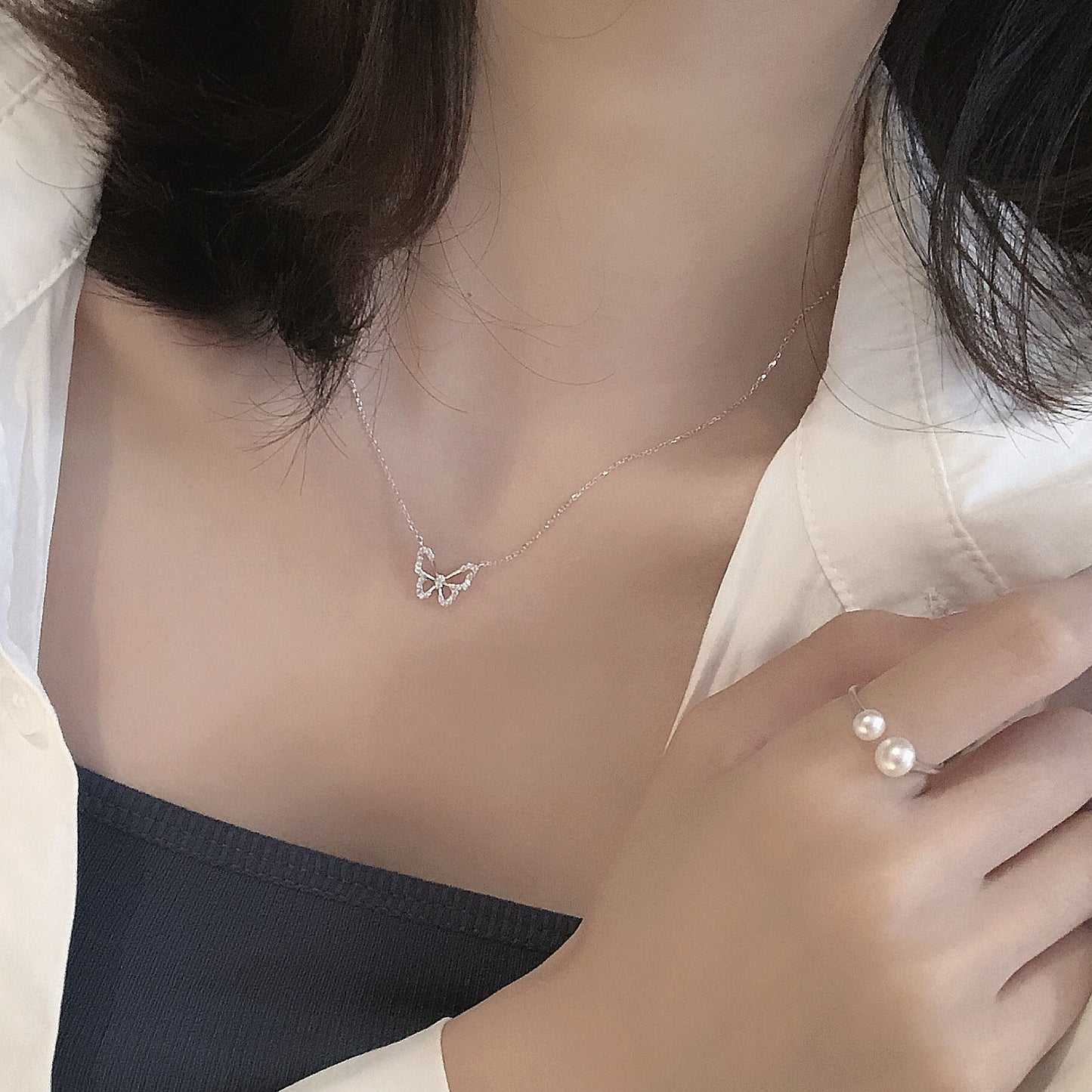 S925蝴蝶墜飾項鍊－第二視角實拍｜https://igowo.tw/