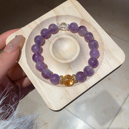 紫水晶蛇形纏繞串珠手鏈新中式復古百搭手串小眾氣質設計感手飾女