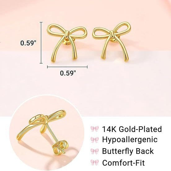 金色銅蝴蝶結復古耳釘