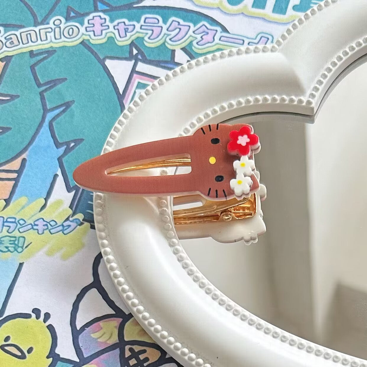 白色貓咪卡通髮夾