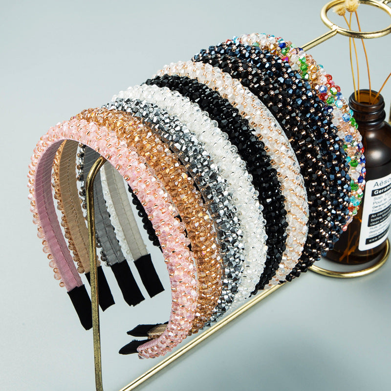 水晶串珠簡約髮箍－商品主圖｜https://igowo.tw/