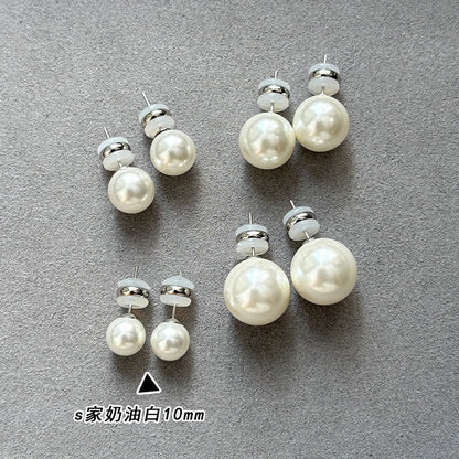 銀針玻璃澳白珍珠耳釘