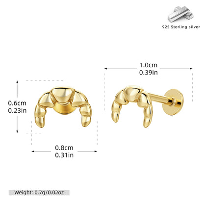 S925 耳飾立體牛角包螺紋耳釘創意可愛個性養耳飾品