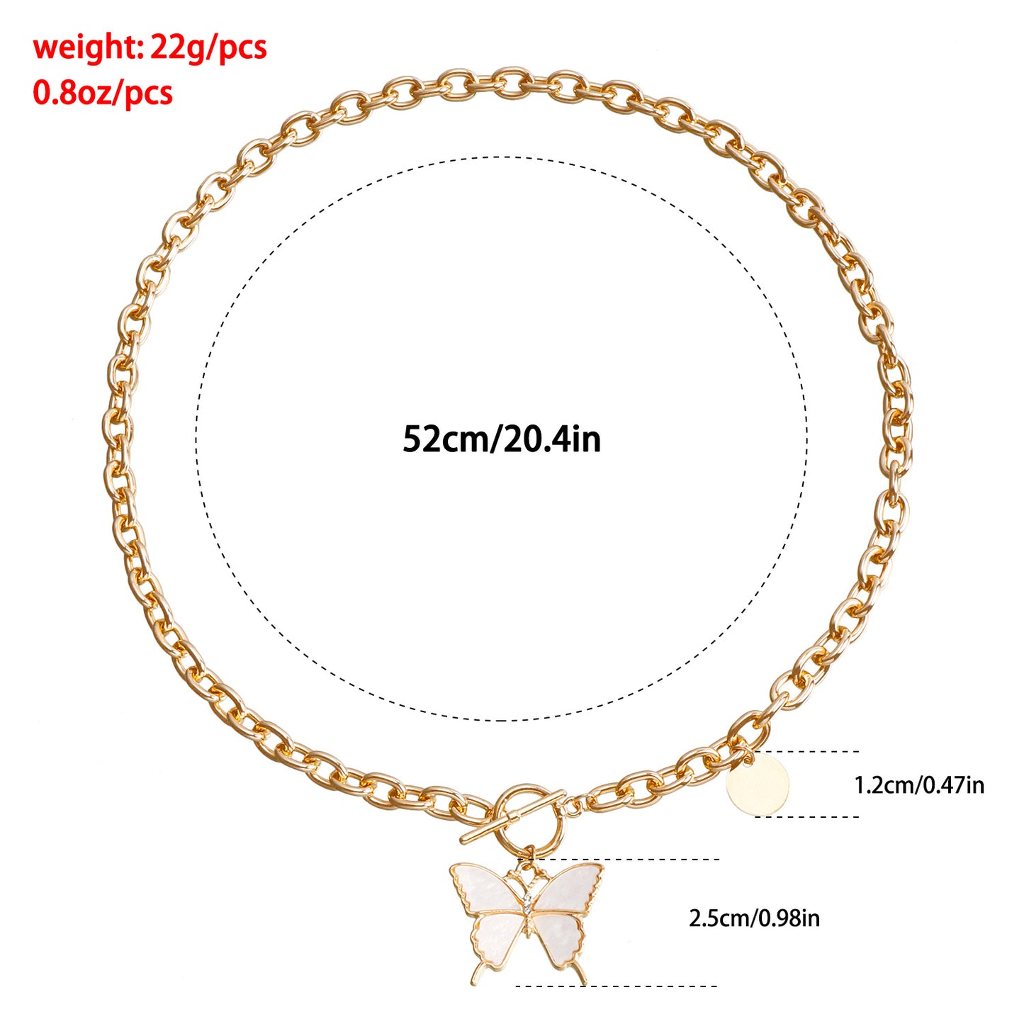 白色貝母蝴蝶簡約項鍊－金色款細節3｜https://igowo.tw/