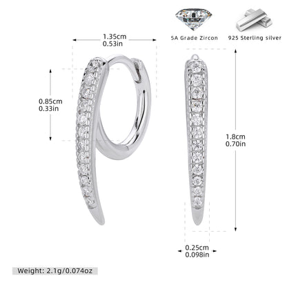 S925 新款耳扣時尚個性鑲鋯排鉆柳釘耳環輕奢百搭小眾飾品