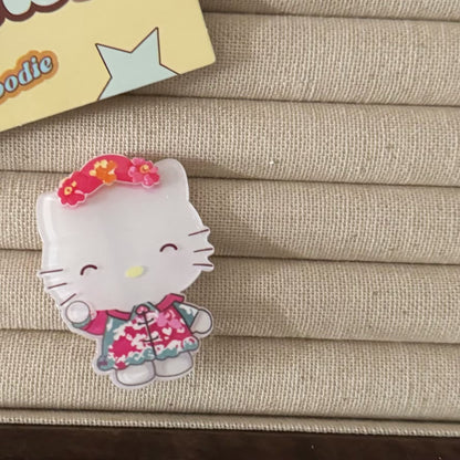 壓克力蝴蝶結貓咪髮夾