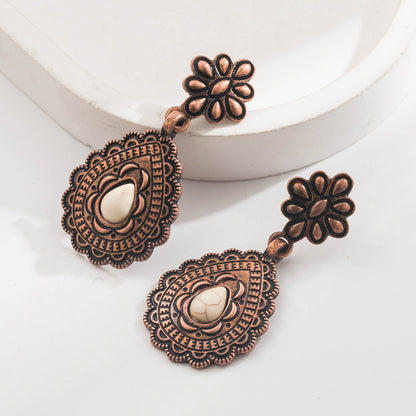 花朵垂墜誇張耳環