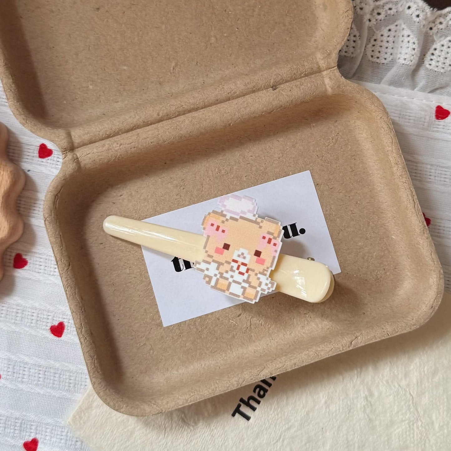 棕色翅膀小熊髮夾