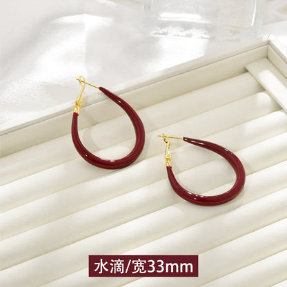 復古紅圓圈誇張耳環－細節特寫4｜https://igowo.tw/