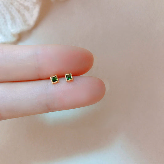 S925方形小巧簡約耳釘－商品主圖｜https://igowo.tw/