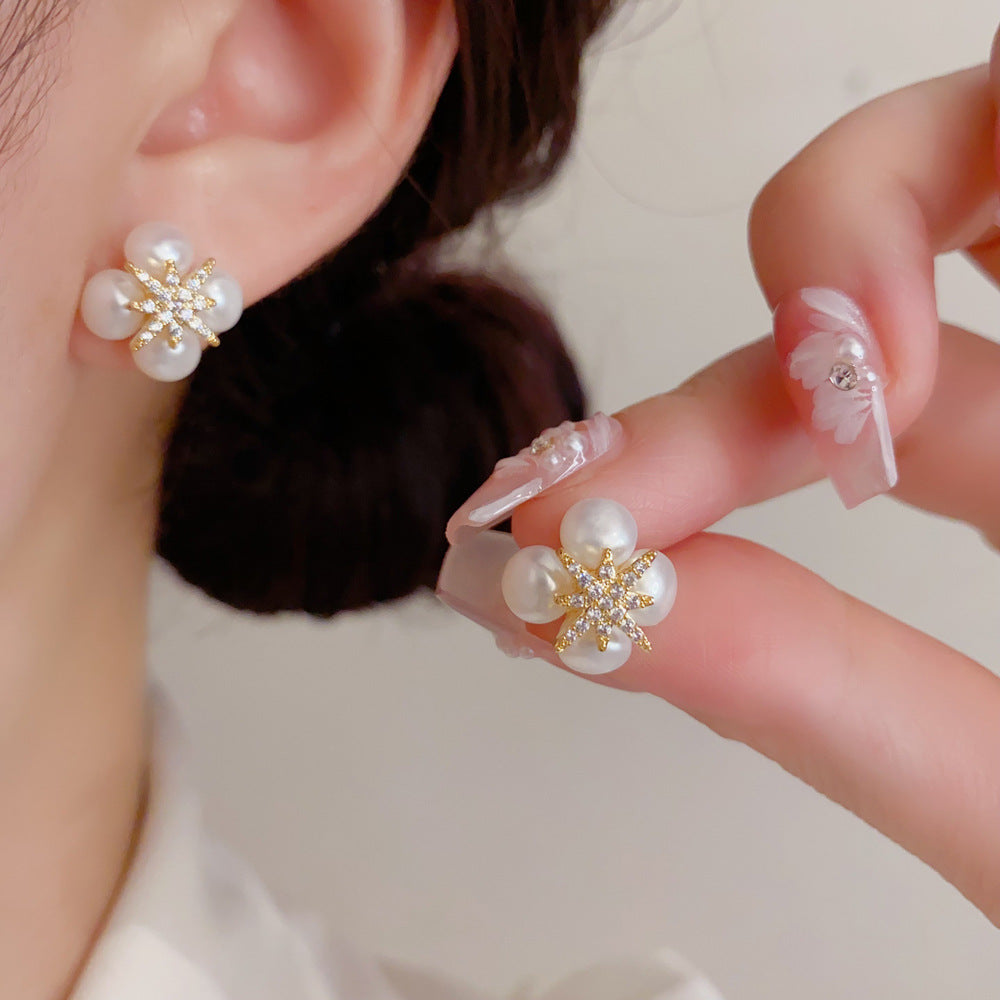 珍珠星星小巧簡約耳釘－商品主圖｜https://igowo.tw/