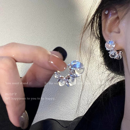 S925冰透串珠個性耳環