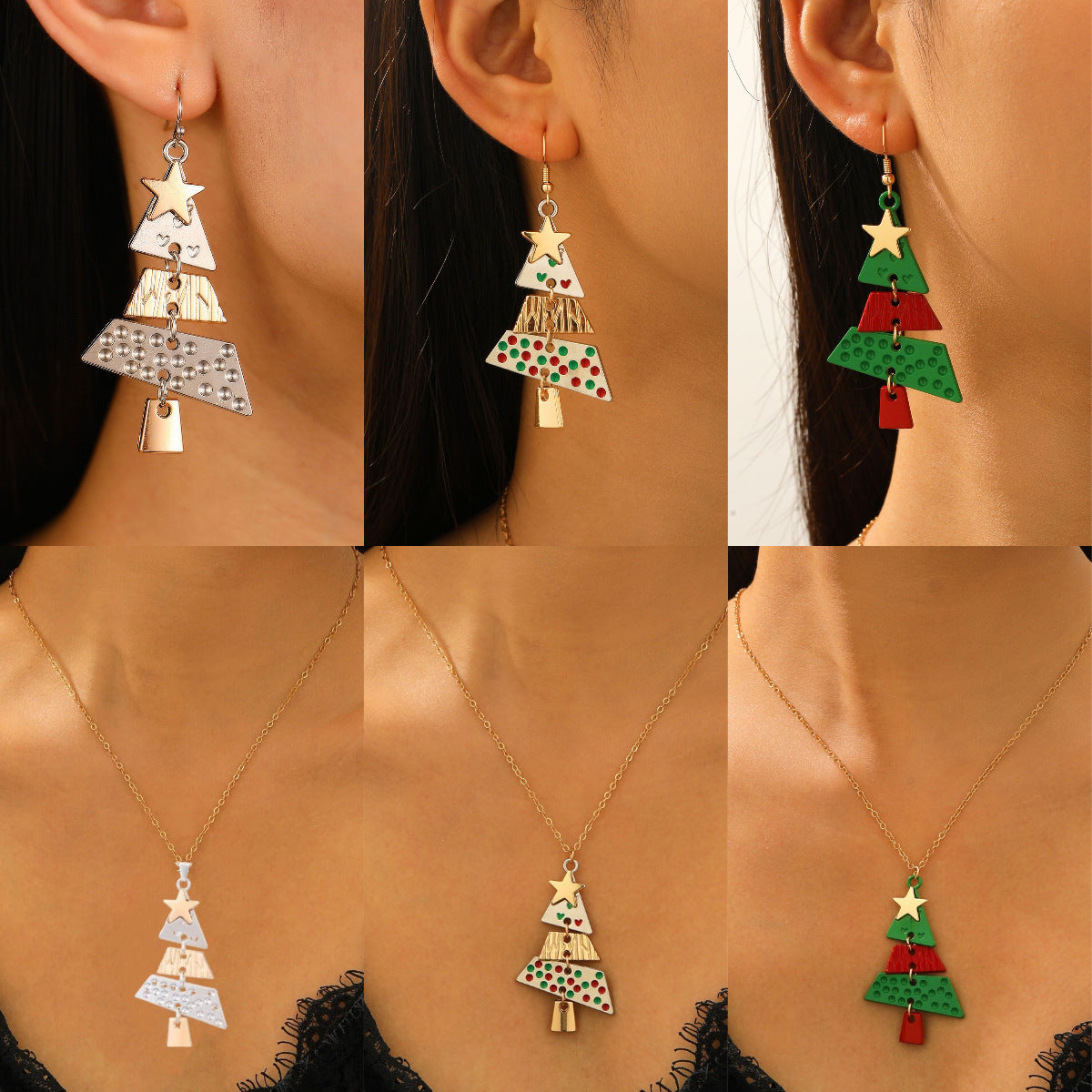 金屬聖誕長版耳環－商品主圖｜https://igowo.tw/