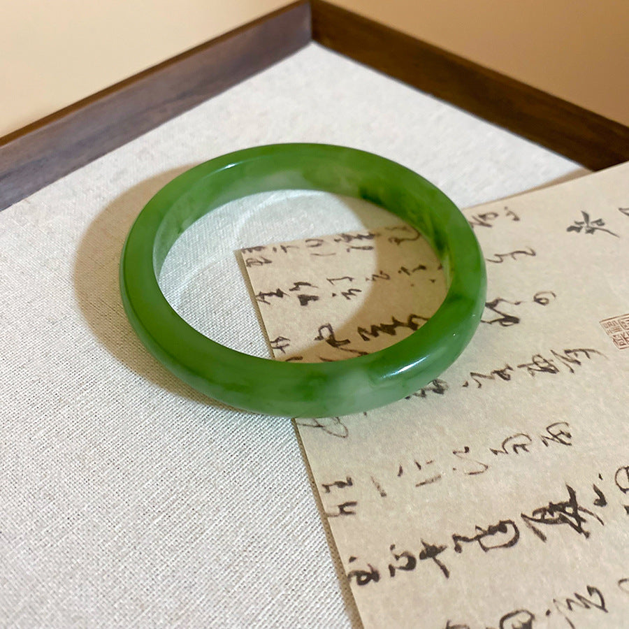 新中式樹脂暈染幾何光面素圈手鐲簡約百搭氣質手環小眾高級感手飾