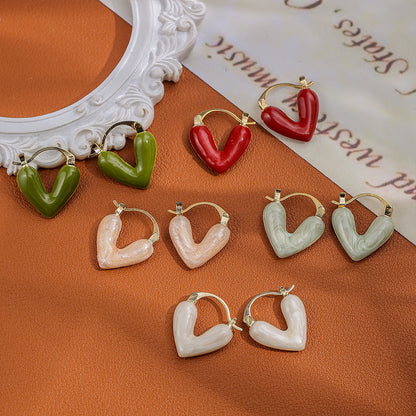 彩色琺瑯愛心復古耳環－商品主圖｜https://igowo.tw/