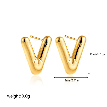 不鏽鋼字母簡約耳釘－X金色款細節｜https://igowo.tw/