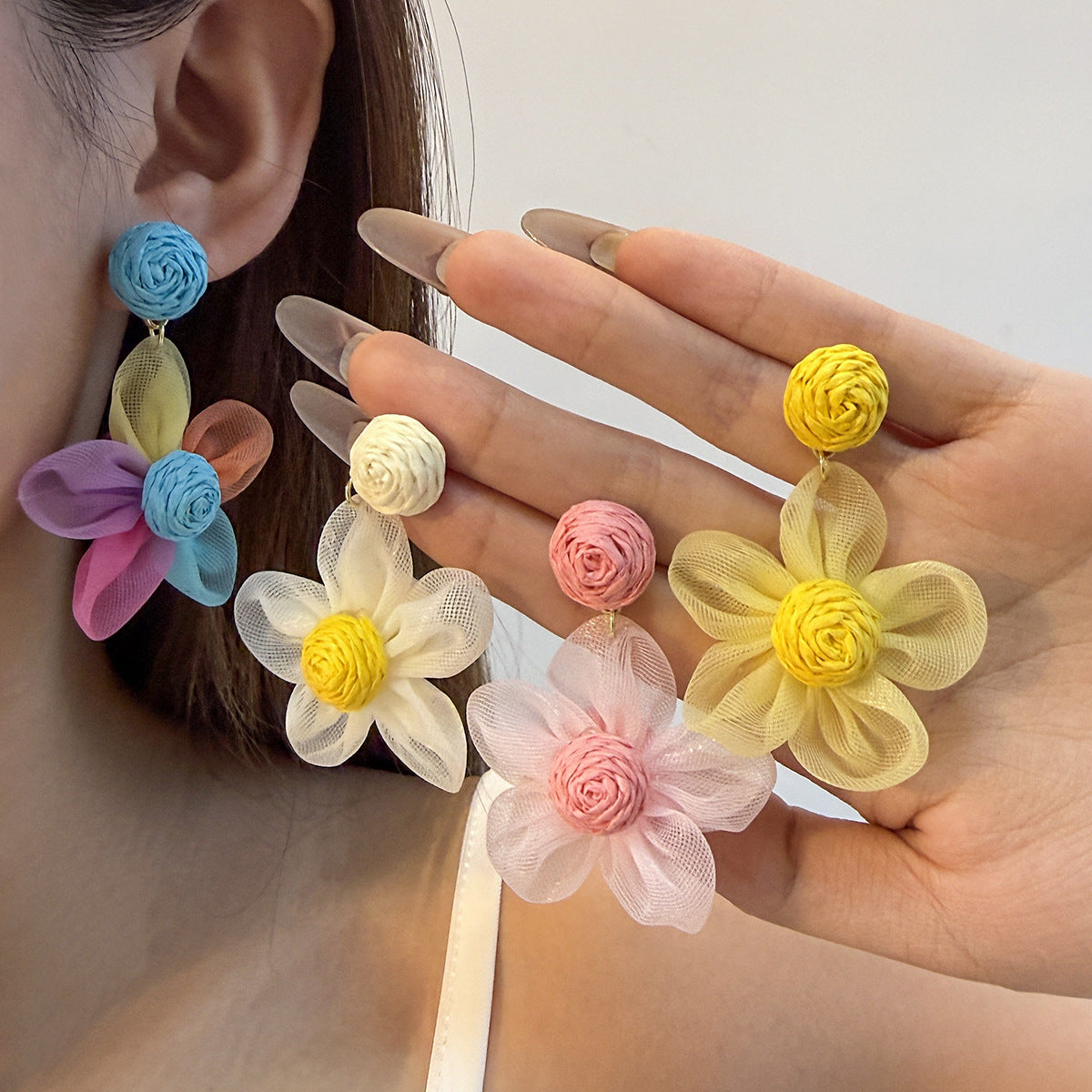繽紛花朵流蘇耳環－商品主圖｜https://igowo.tw/