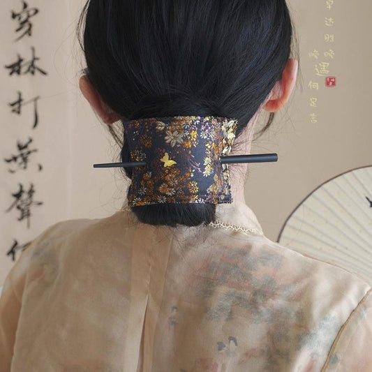 布面花朵刺繡復古髮簪－商品主圖｜https://igowo.tw/
