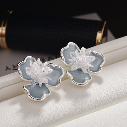 水晶花朵耳釘－商品主圖｜https://igowo.tw/