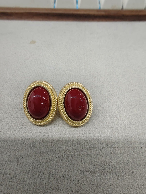 中古vintage寶石項鏈耳釘復古氣質百搭首飾套裝輕奢高級感飾品女