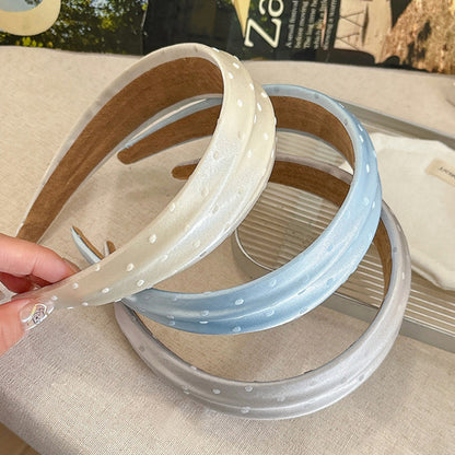 波點寬版髮箍－藍色款細節｜https://igowo.tw/