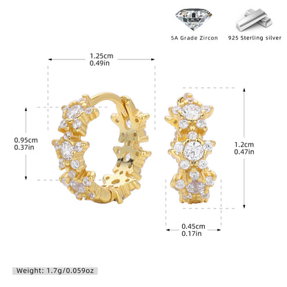 S925 歐美新款耳環INS風幾何鑲鋯五角星耳飾輕奢百搭飾品