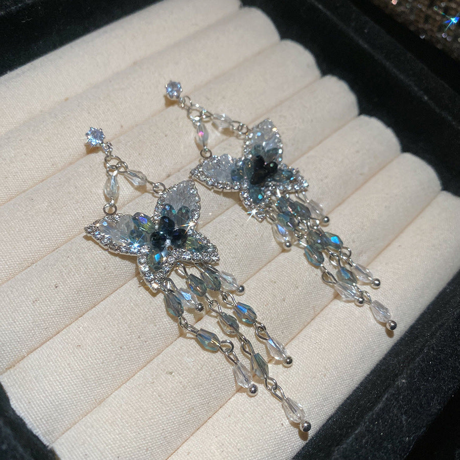 串珠樹葉羽毛流蘇耳環－細節特寫76｜https://igowo.tw/