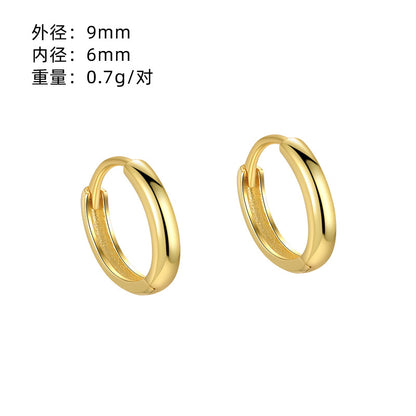 S925 光面素圈耳環女日韓極簡小眾百搭養耳洞耳圈夏季免摘耳扣
