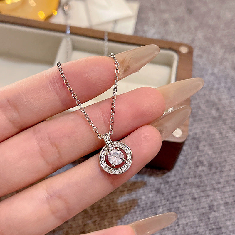 微鑲鋯石圓環鈦鋼項鏈
