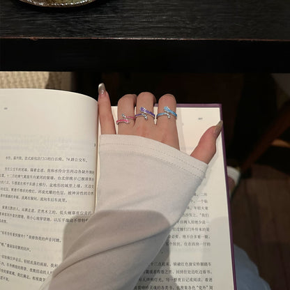 琺瑯波浪簡約戒指－藍色款實拍｜https://igowo.tw/