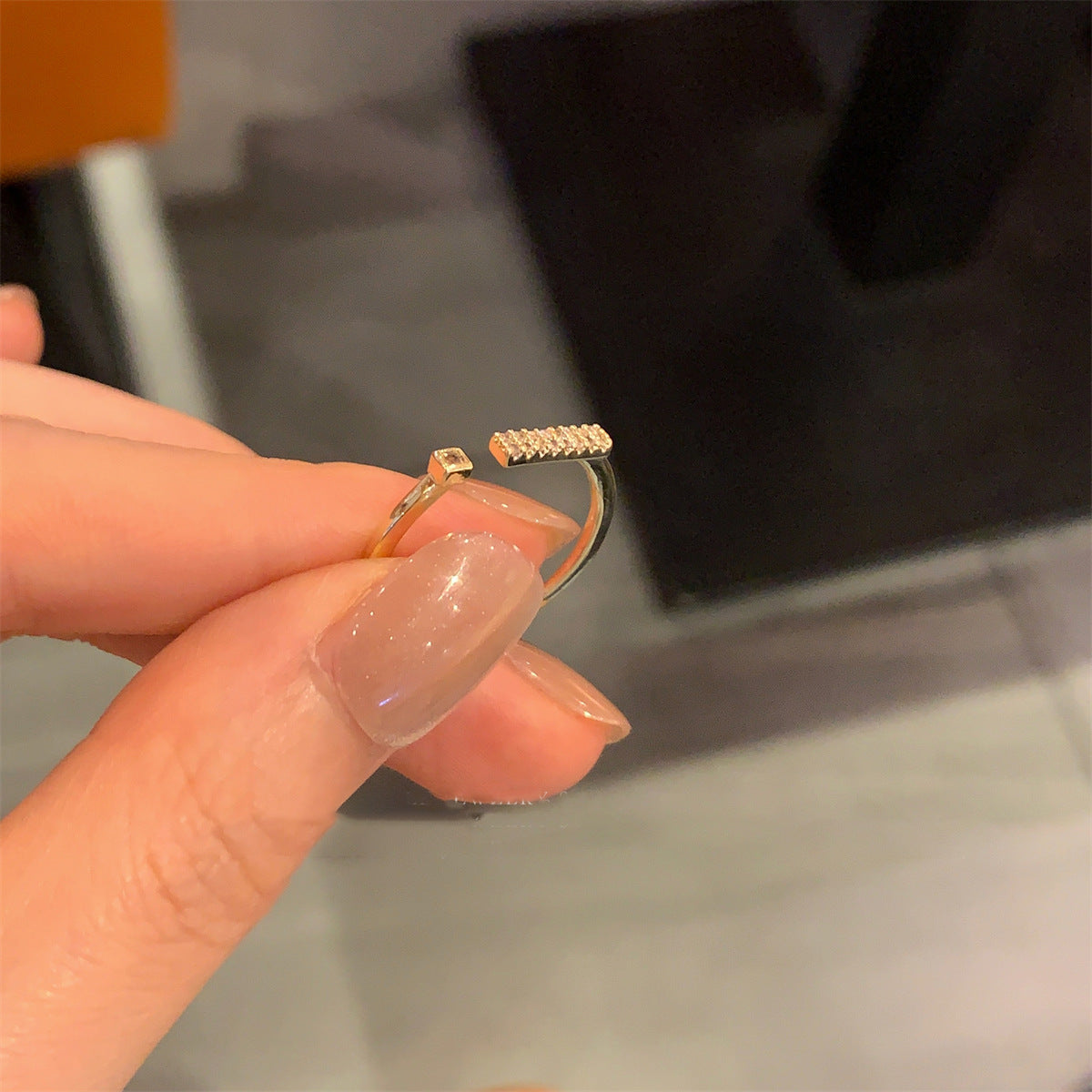 金色鋯石可調式戒指