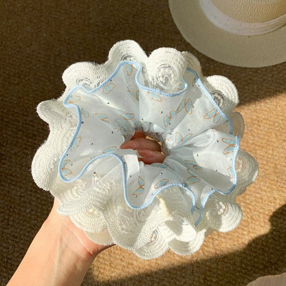 蕾絲大腸圈蝴蝶髮圈－紫色款實拍｜https://igowo.tw/