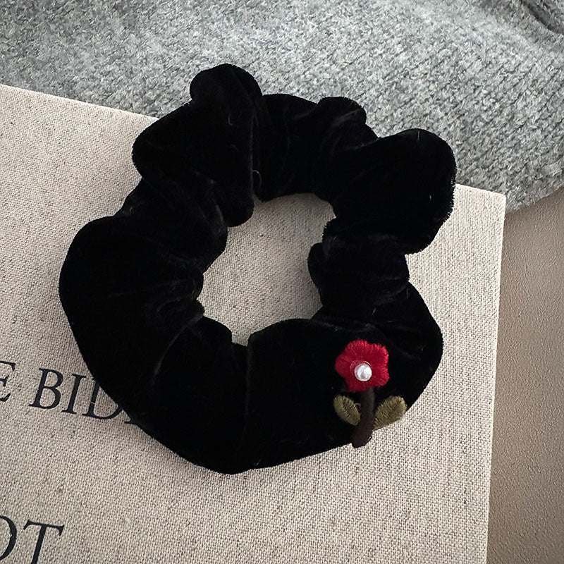 絨面花朵刺繡復古髮夾