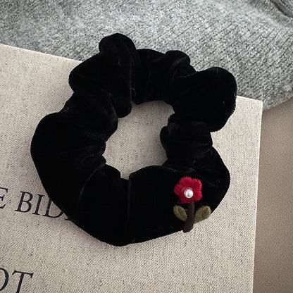 絨面花朵刺繡復古髮夾